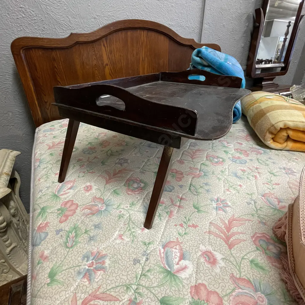 Antique Wooden Folding Tray Table Image 1++