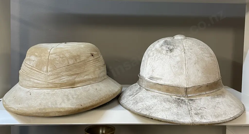 Two Vintage Pith Helmets - Ellwood's - made for Pritchard and Co. With Superior Prince Hat Image 1++