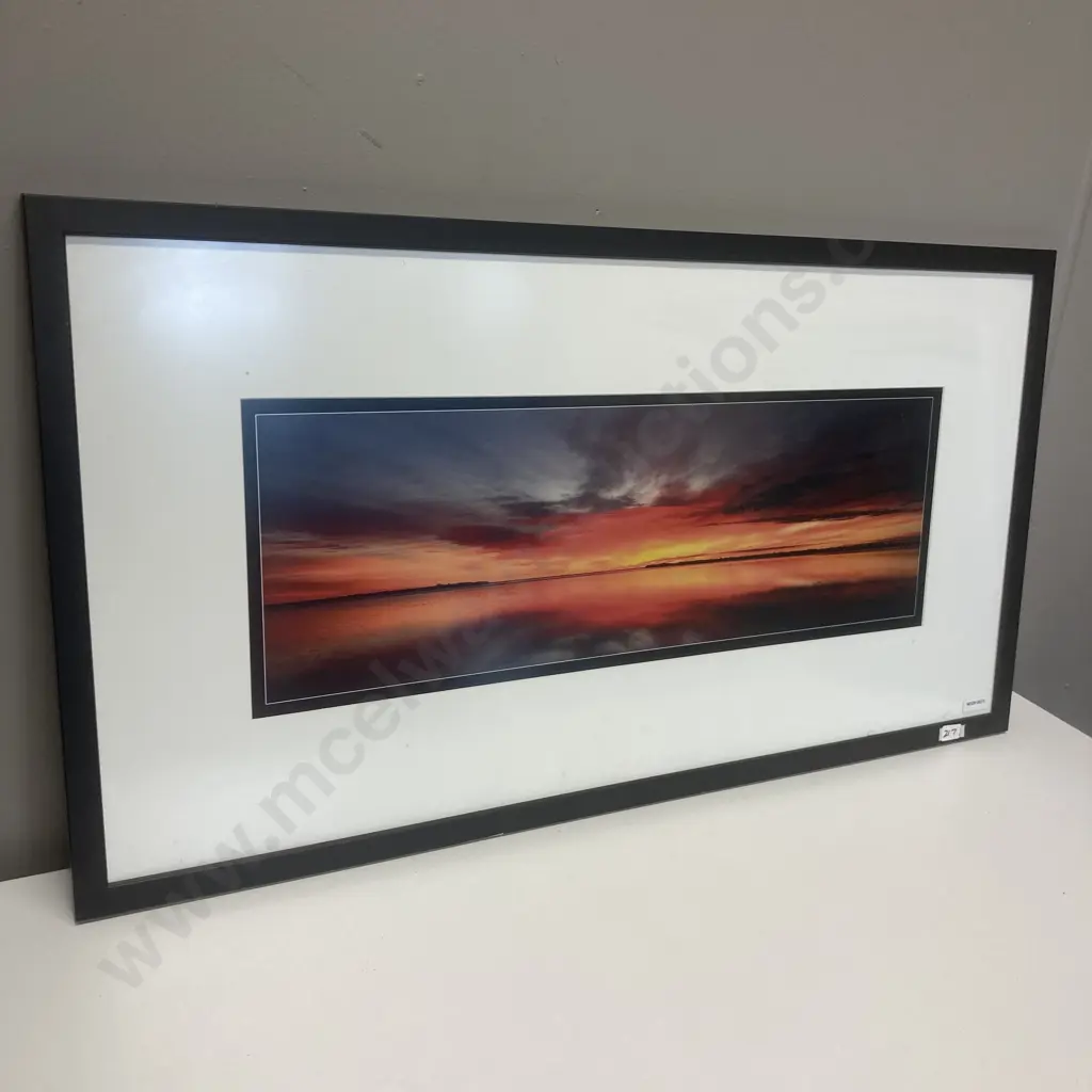 Framed Artwork 'Sunset' Black Frame, 45 x 84cm Image 1++