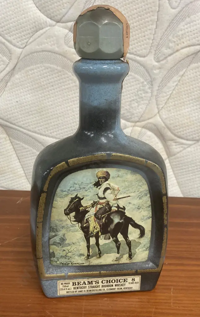 Vintage 1979 Jim Beam Beams Choice Decanter - Frederic Remington The Indian Trapper 1902, 27cm (Full?) Image 1++