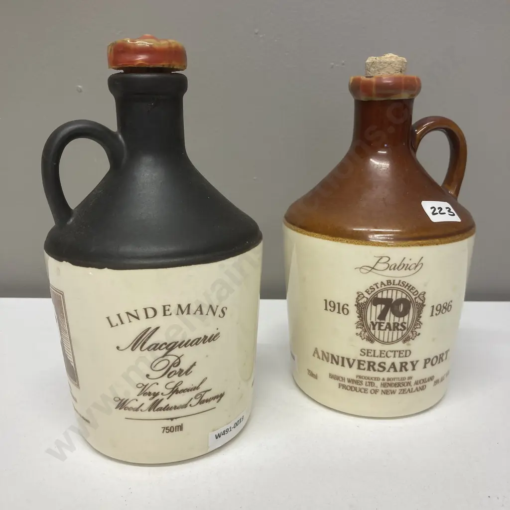 Collectable Port Jugs x 2, NZ Babich Wines Henderson 70th Anniversary Ceramic Jug 1916-1986, 20.5cm Image 1++