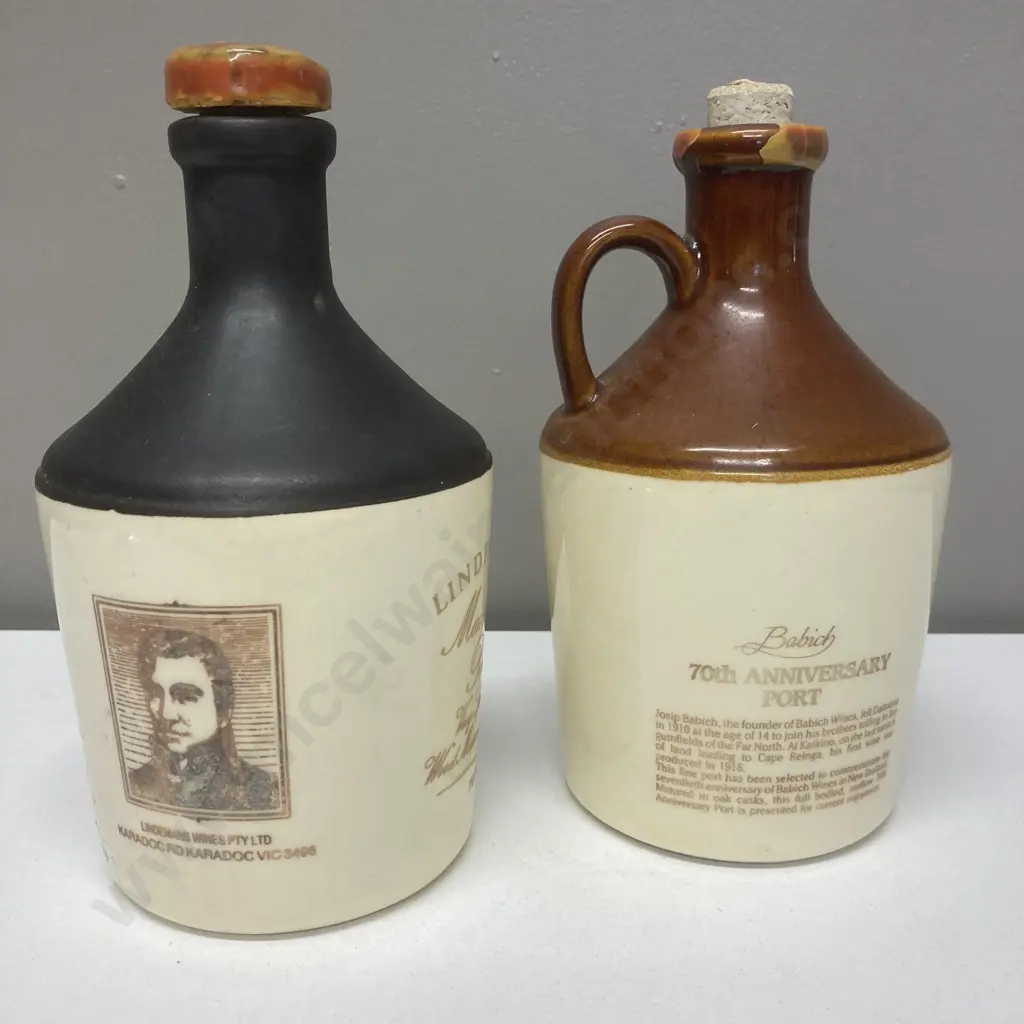 Collectable Port Jugs x 2, NZ Babich Wines Henderson 70th Anniversary Ceramic Jug 1916-1986, 20.5cm Image 1++