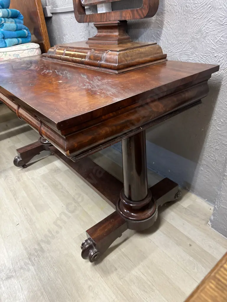 Stunning Antique Burr Dressing Table Six Hidden Drawers On Original Castors Image 1++