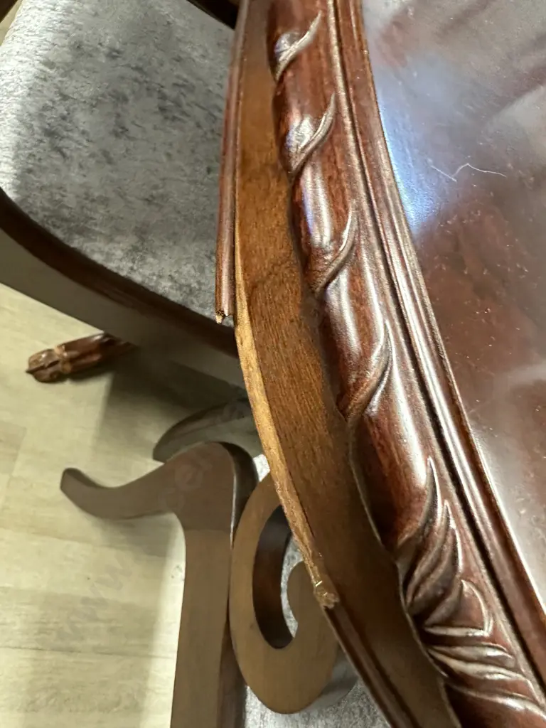 Mahogany Extension Table Rope Edge Double Pedestal With Six Grey Upholstered Chairs & Two Carvers L158 & 204cm Image 1++