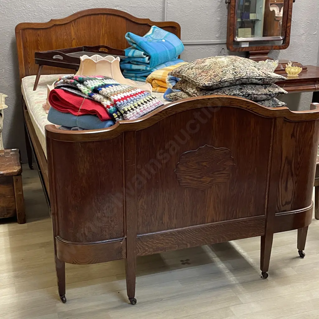 Antique Solid Oak Bed with mattress Image 1++