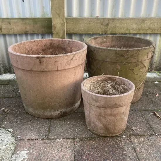 Lot of 3 Cement Planters, 20, 33 & 33cm