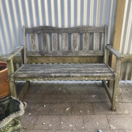 Vintage Wooden Slat Garden Bench, H84 W110 D60cm