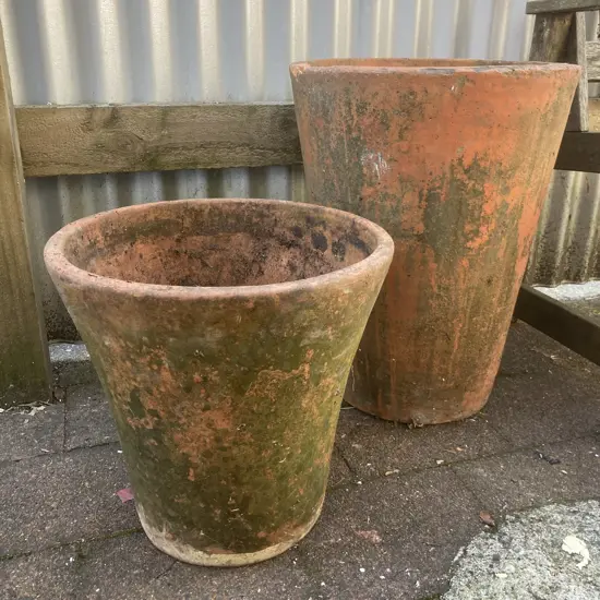 Pair of Terracotta Planters (One Damaged) 34 & 49cm