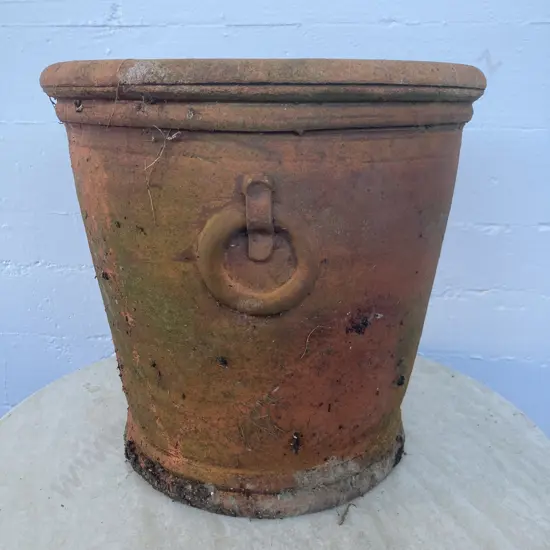 Terracotta Planter With Raised Ring Detail, 37 x 38cm