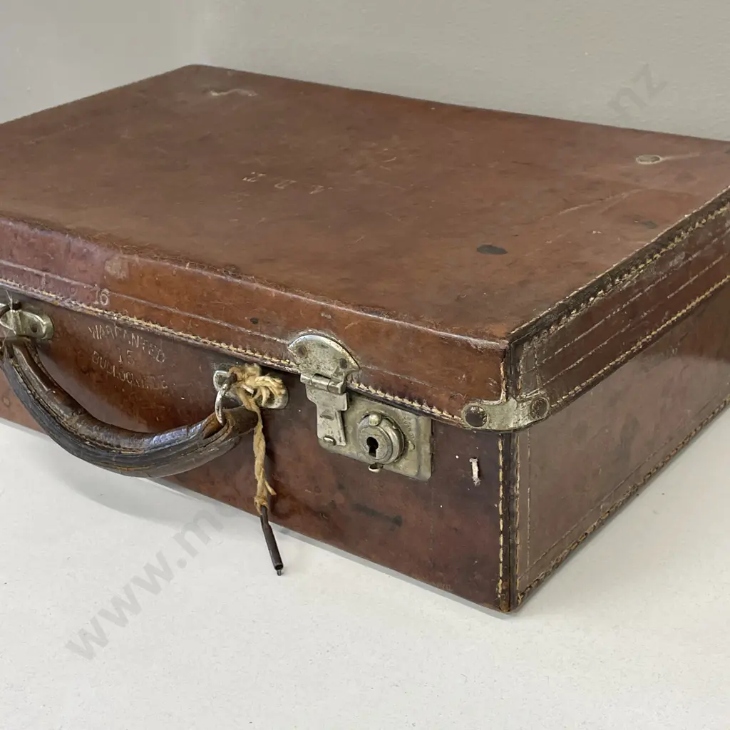 Antique Bullock Hide Case with key Image 1++