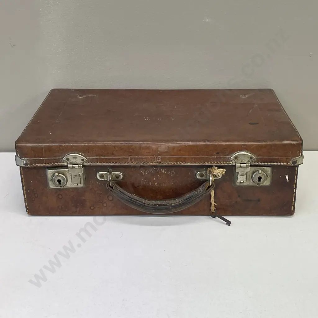 Antique Bullock Hide Case with key Image 1++