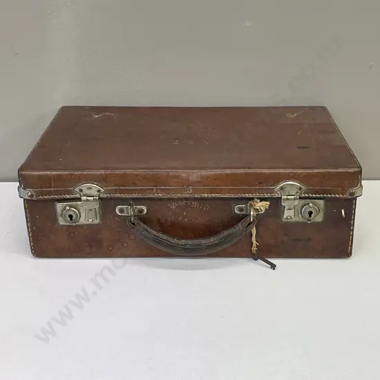 Antique Bullock Hide Case with key