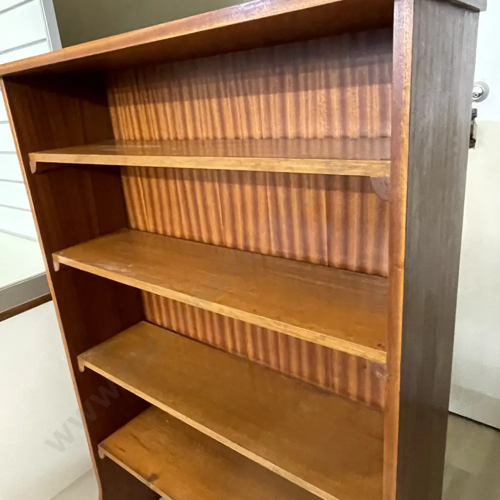 Vintage Mahogany 4 tier Shelving Unit. H141cm W93cm D38cm Image 1++