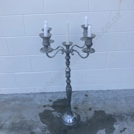 Aluminium 5 Candle Candleabra, H92cm