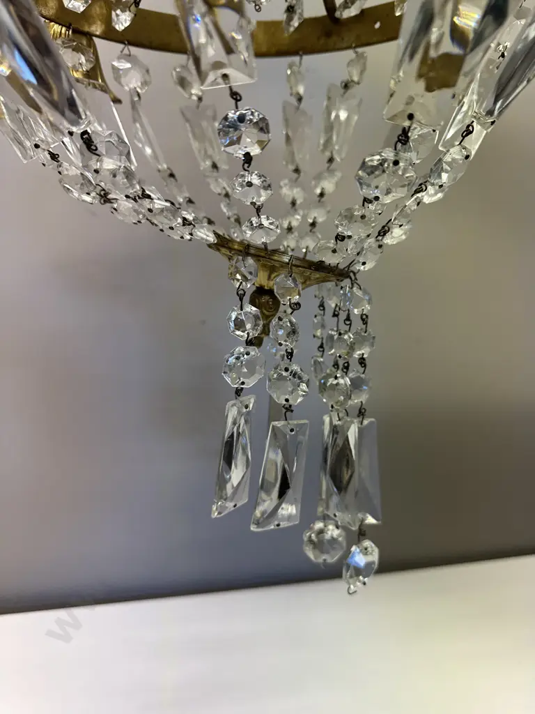 Stunning Antique Brass and Crystal Chandelier Image 1++