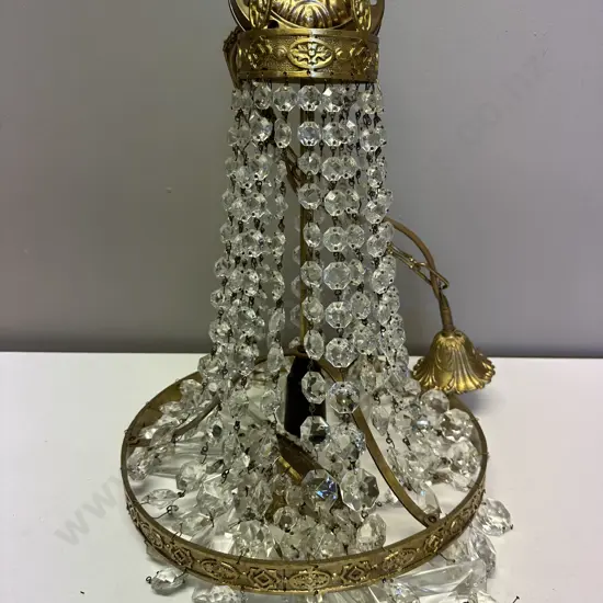 Stunning Antique Brass and Crystal Chandelier