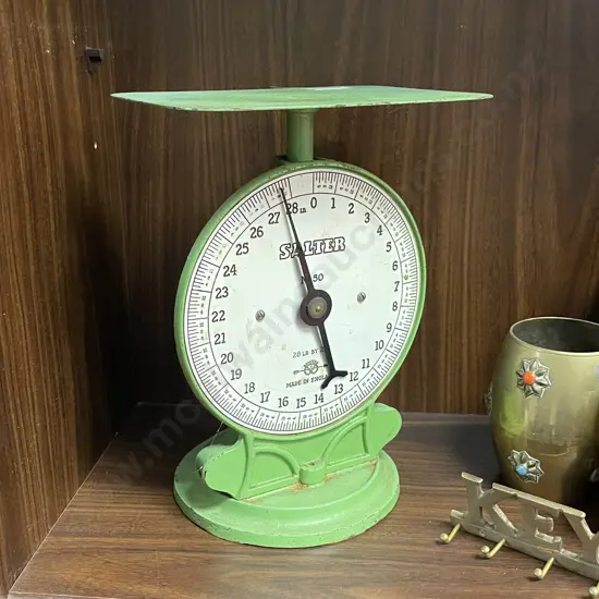 Vintage Cast Iron Salter Scales. Green