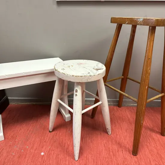 Three Vintage Wooden Stools