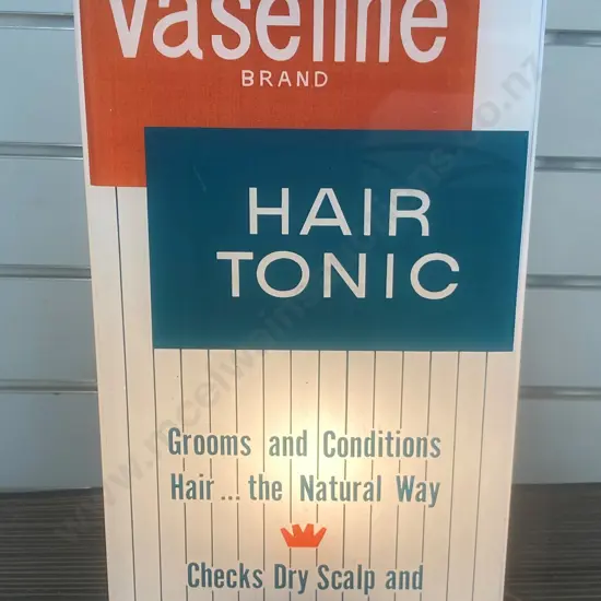 1930/40s? Vaseline Hair Tonic Illuminated Sign / Lamp In Working Condition, H44.5cm W21 D10.5cm