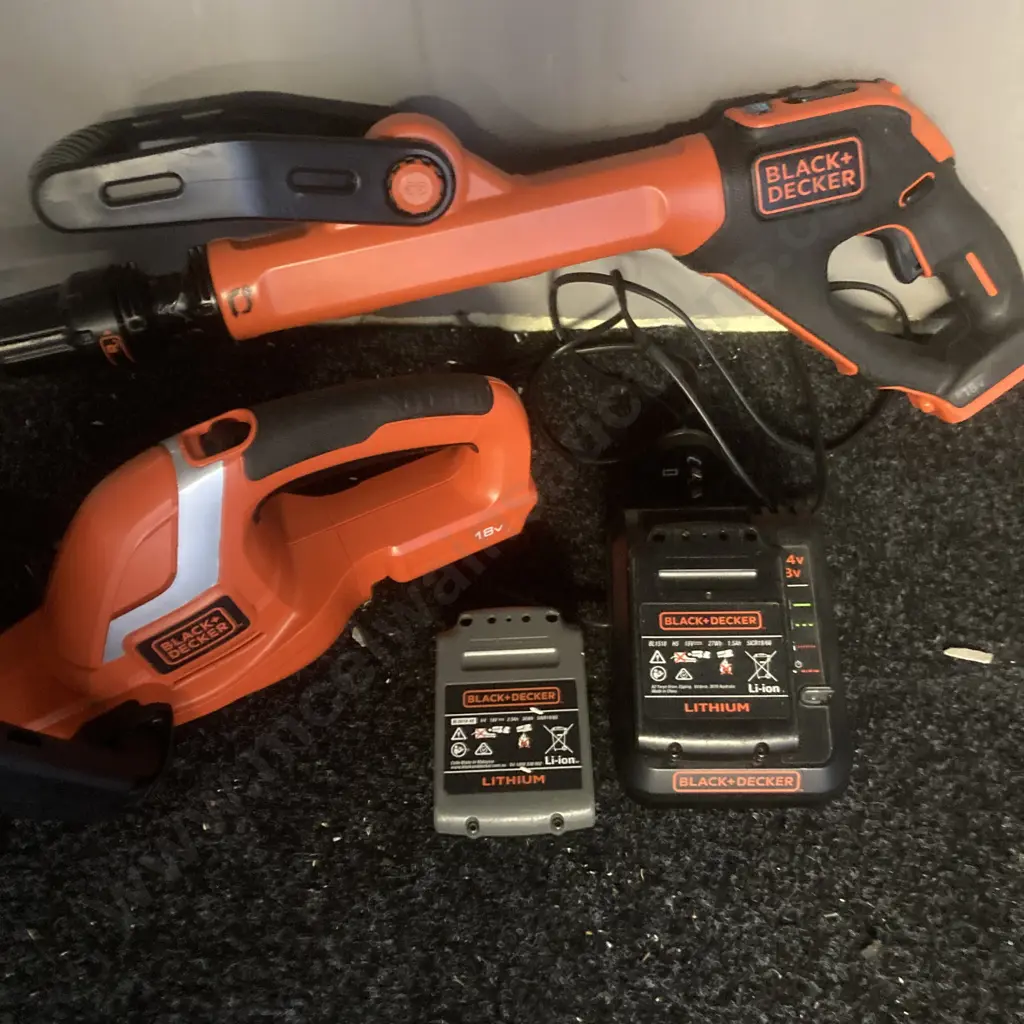 Black & Decker 18V Line Trimmer, Hedge trimmer, 2 x Batteries & Charger Image 1++