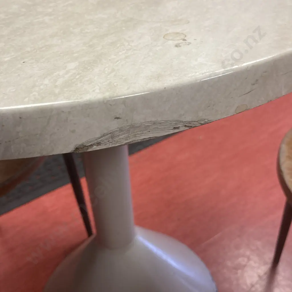 Round Cafe Table, Resin Top With Heavy Steel Base, 72.5 x 60cm & Pair of Wood & Steel Framed Chairs Image 1++