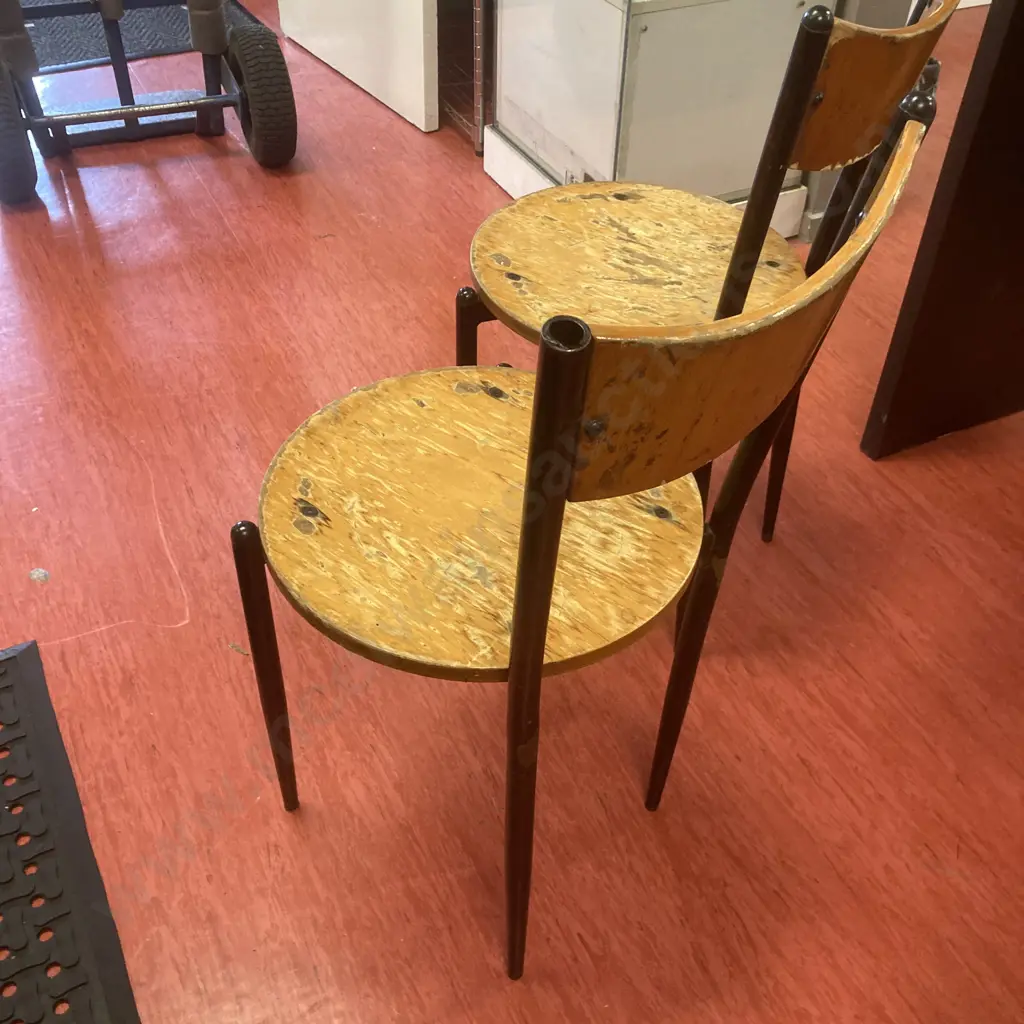 Round Cafe Table, Resin Top With Heavy Steel Base, 72.5 x 60cm & Pair of Wood & Steel Framed Chairs Image 1++