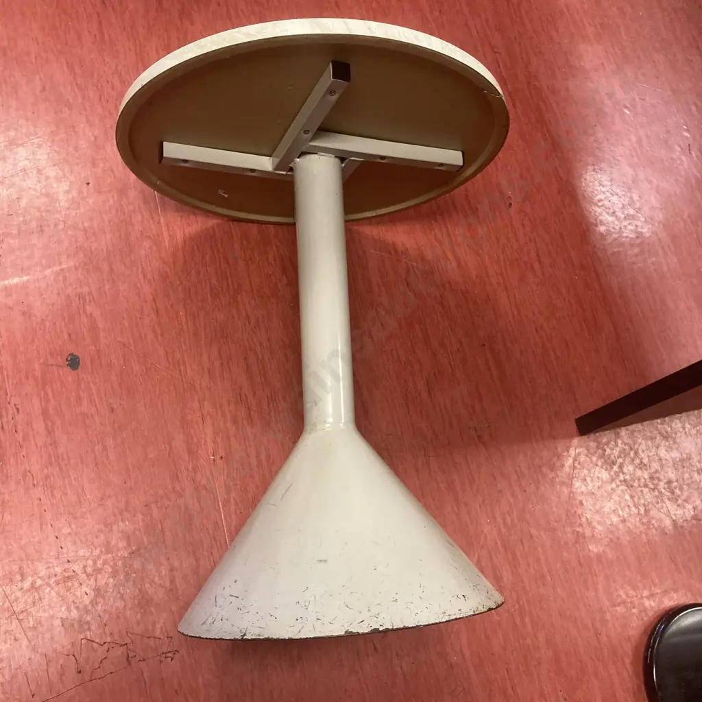 Round Cafe Table, Resin Top With Heavy Steel Base, 72.5 x 60cm & Pair of Wood & Steel Framed Chairs Image 1++