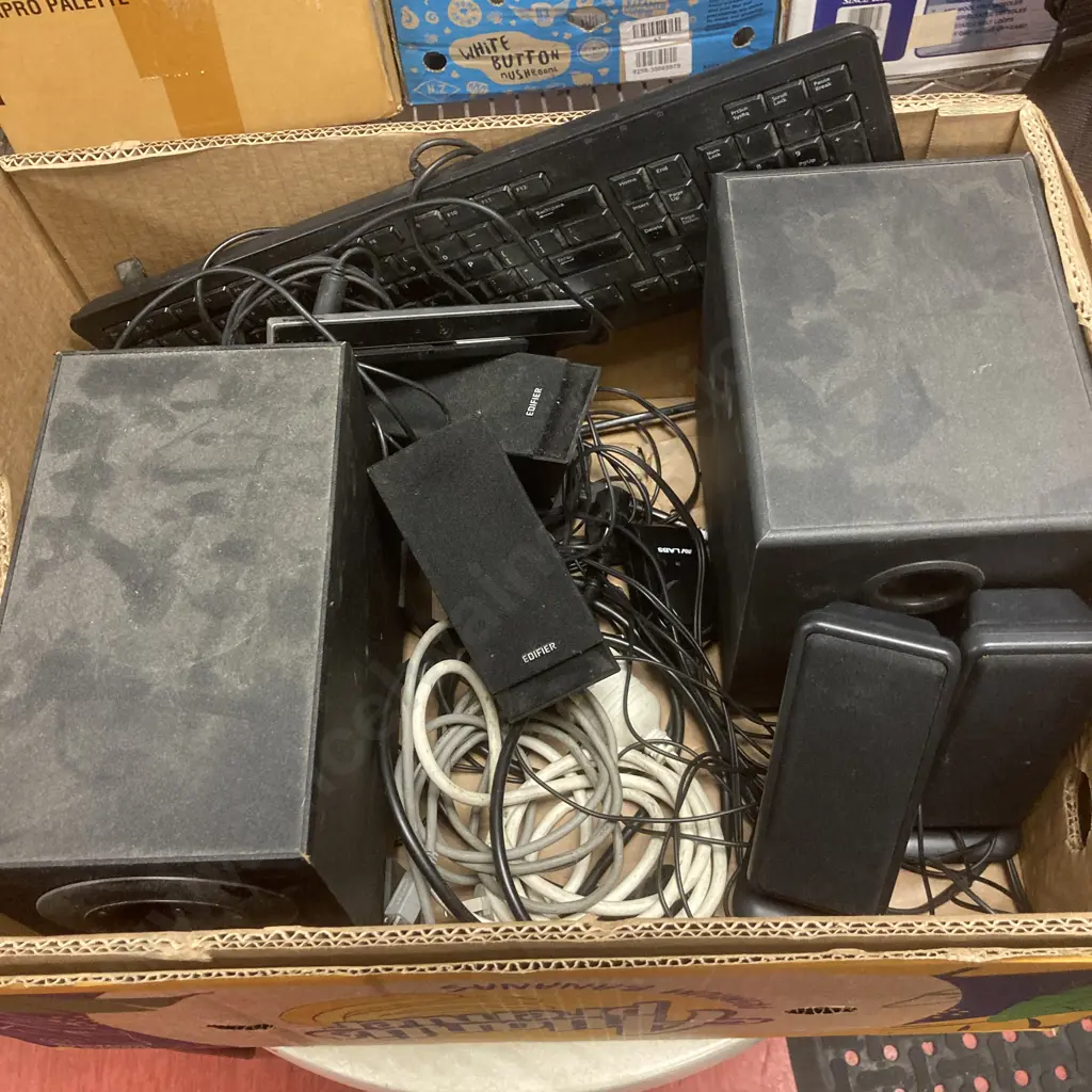 Box Lot Edifier & AVLabs Speaker Sets, Keyboard, Panasonic TV Camera Etc Image 1++