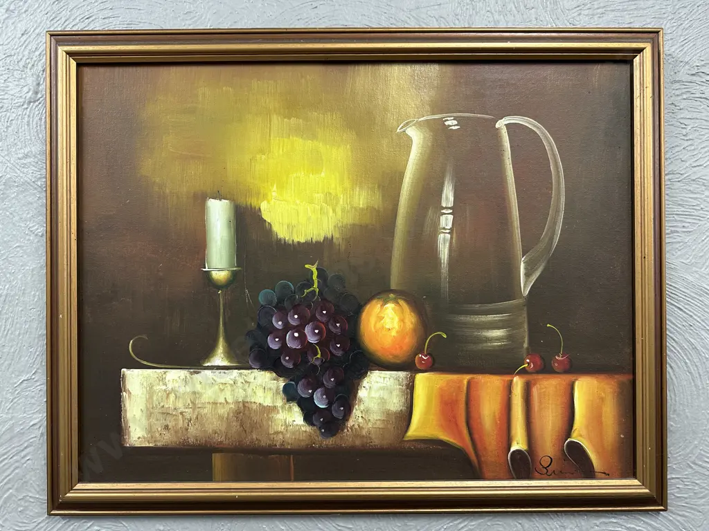 Vintage Framed Artwork Still Life, Signed, 52 x 67cm Image 1++