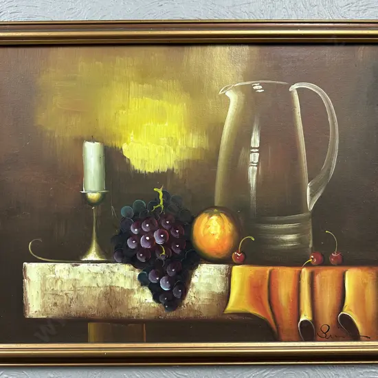 Vintage Framed Artwork Still Life, Signed, 52 x 67cm