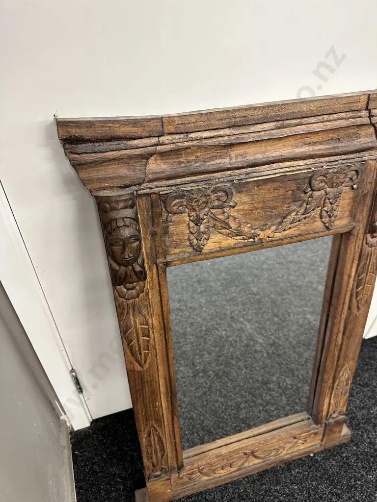 Ornately Carved Wooden Framed Mirror 80 x 53cm Image 1++