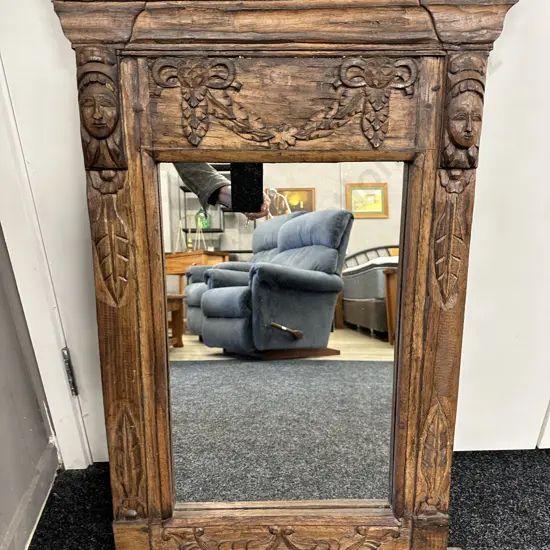 Ornately Carved Wooden Framed Mirror 80 x 53cm