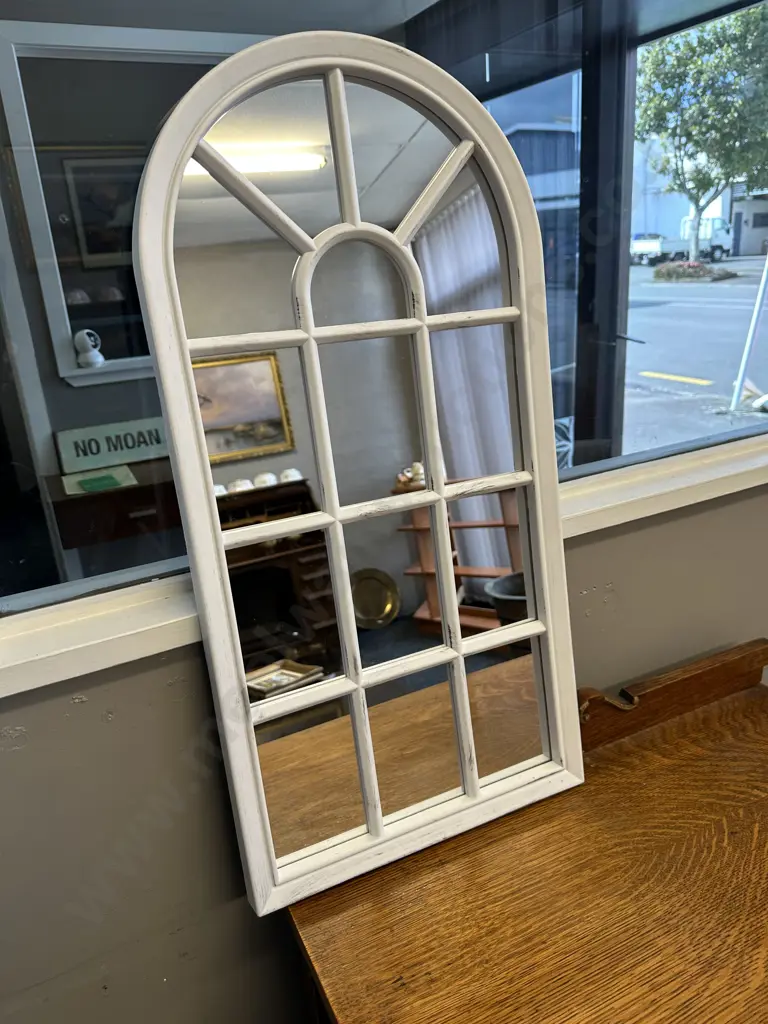 White Wood Framed Mirror H70cm,W35cm. Image 1++