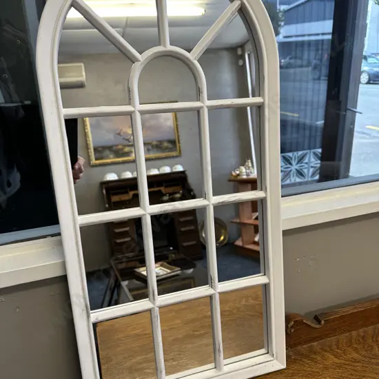 White Wood Framed Mirror H70cm,W35cm.