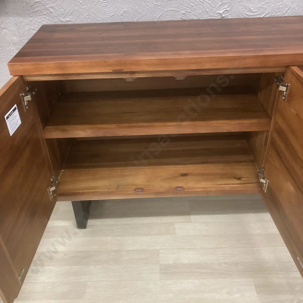 Wooden 3 Door Sideboard With Black Metal Legs, Ex Freedom Furniture, H79 W135 D43cm Image 1++