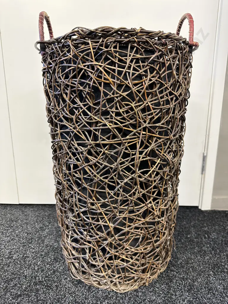Cane Laundry Hamper With Canvas Inner, H70cm Image 1++