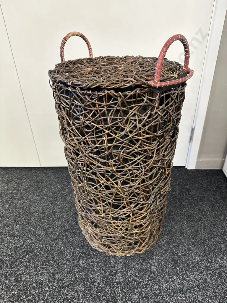 Cane Laundry Hamper With Canvas Inner, H70cm Image 1++