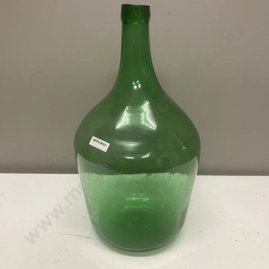 Vintage Glass 'Bonbonne' , Circa 20th Century, Hand Blown Green Glass, 37 x 19cm, Image 1++