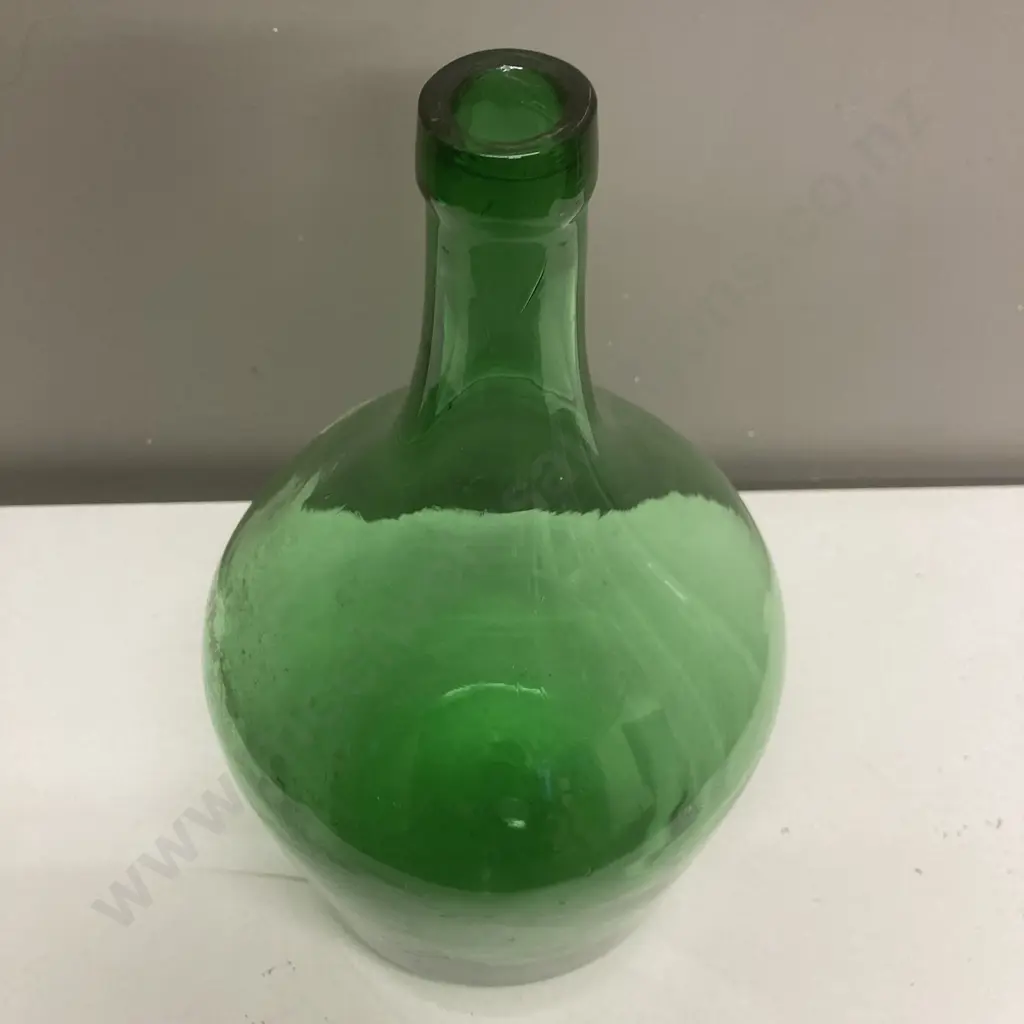 Vintage Glass 'Bonbonne' , Circa 20th Century, Hand Blown Green Glass, 37 x 19cm, Image 1++