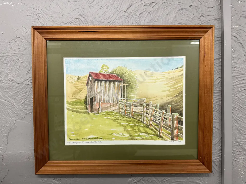 Framed Artwork by Duncan McCormack 01, Titled Old Stockyards II Lake Rotoiti, Limited Edition 1/50, 47 x 56cm Image 1++