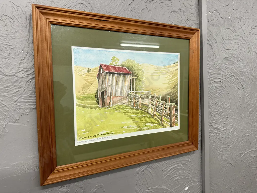 Framed Artwork by Duncan McCormack 01, Titled Old Stockyards II Lake Rotoiti, Limited Edition 1/50, 47 x 56cm Image 1++