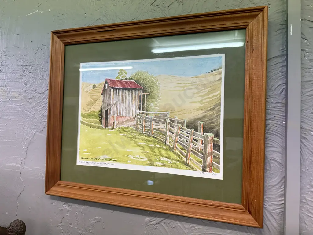 Framed Artwork by Duncan McCormack 01, Titled Old Stockyards II Lake Rotoiti, Limited Edition 1/50, 47 x 56cm Image 1++