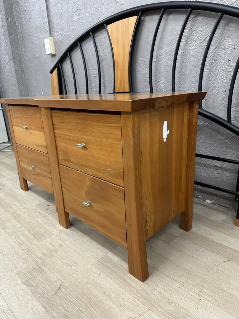Pair of Living Style Furniture Rimu Bedside Cabinets, 2 Drawer Image 1++