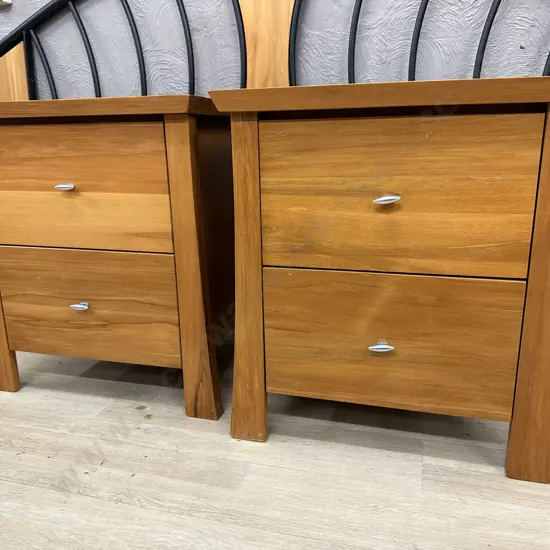 Pair of Living Style Furniture Rimu Bedside Cabinets, 2 Drawer