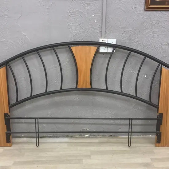Rimu & Black Steel Curved Queensize Headboard, 103 x 170cm