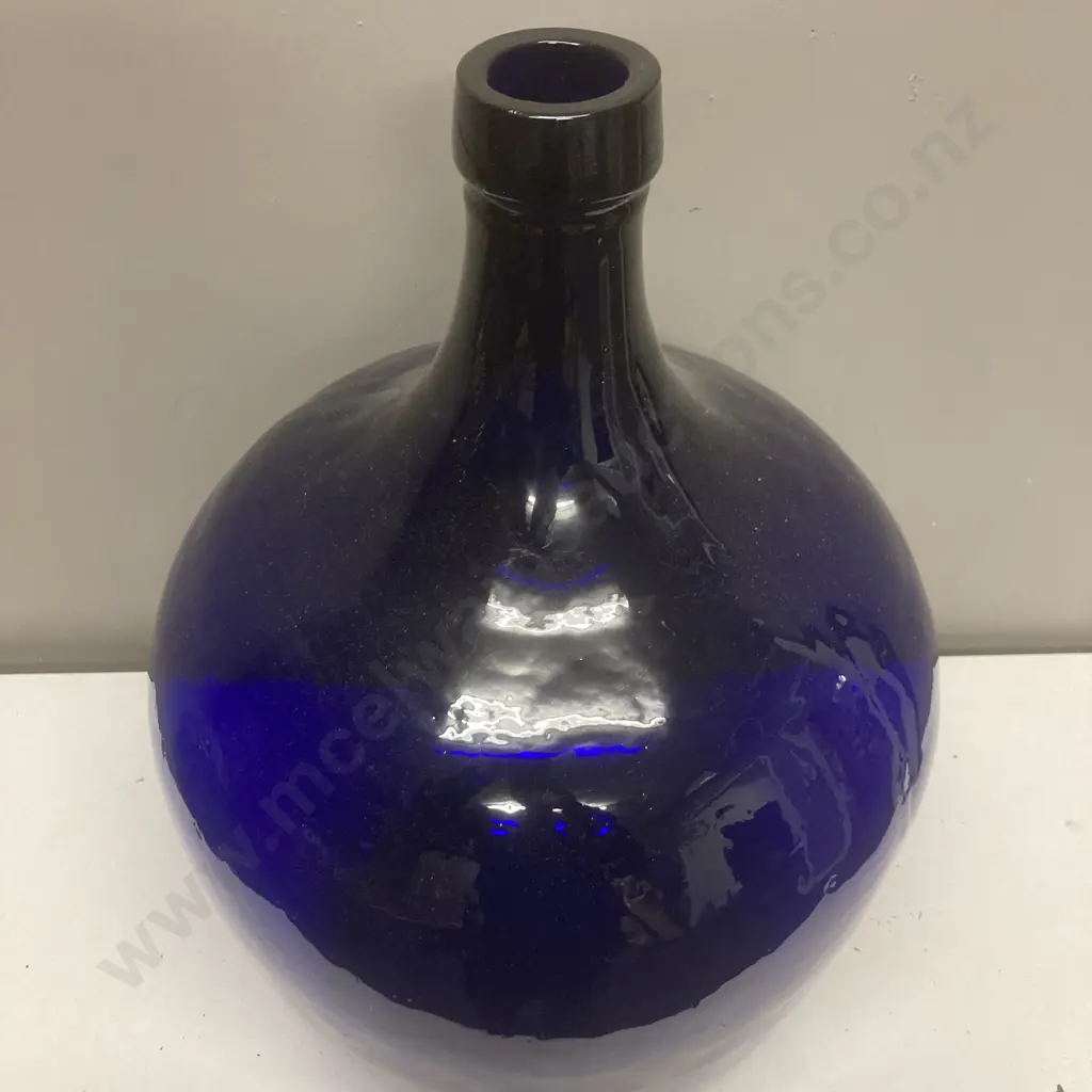 Vintage Blue Glass Carboy, Circa 20th Century, Hand Blown Glass, 56 x 34cm Image 1++