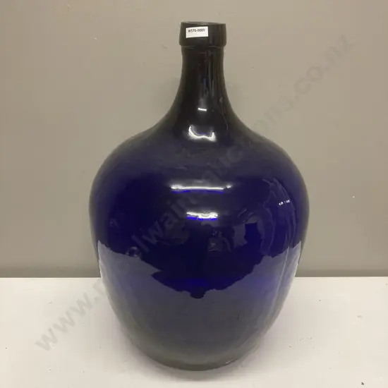 Vintage Blue Glass Carboy, Circa 20th Century, Hand Blown Glass, 56 x 34cm
