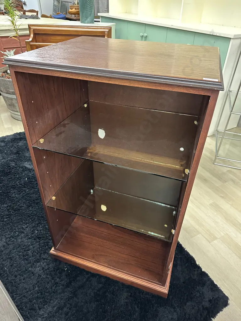 Mahogany Bookcase With 2 Glass Shelves, H100 W60 D50cm Image 1++