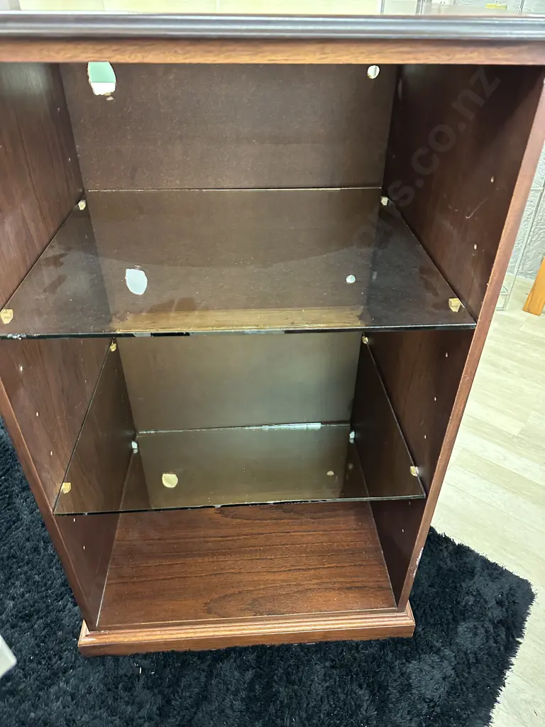 Mahogany Bookcase With 2 Glass Shelves, H100 W60 D50cm Image 1++