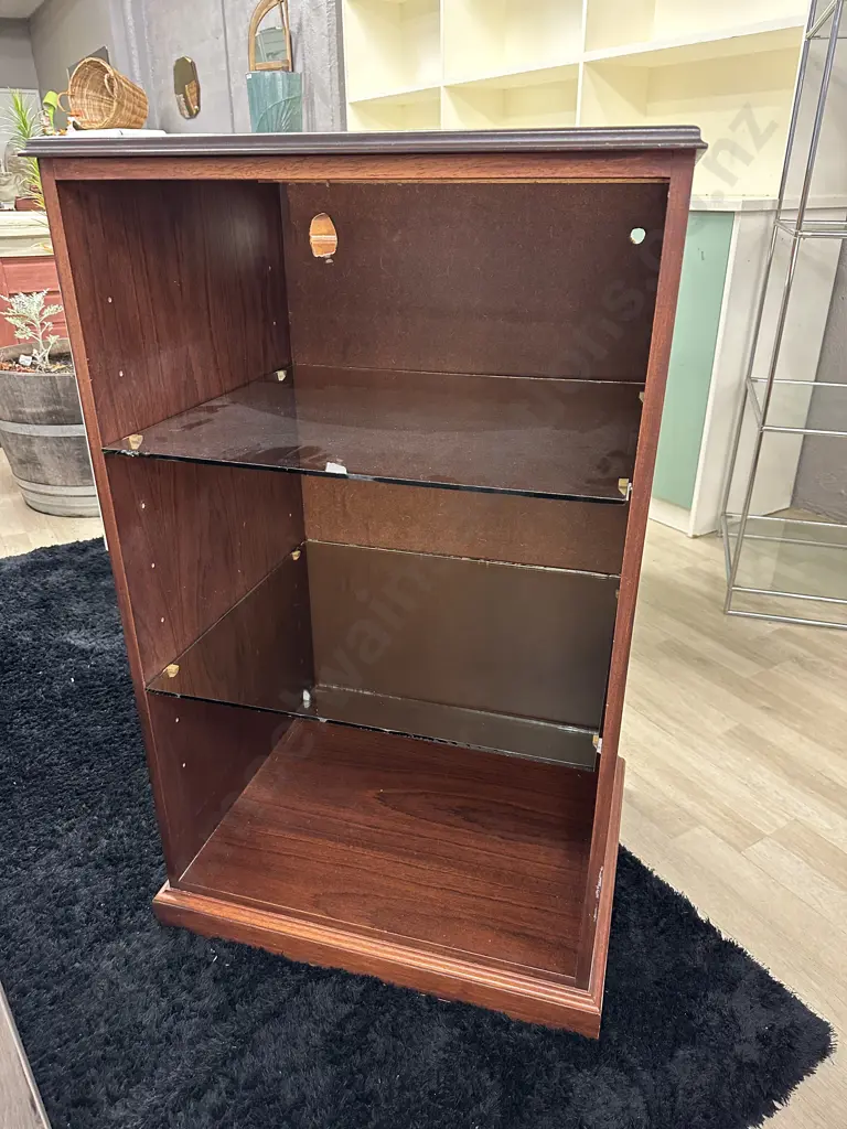 Mahogany Bookcase With 2 Glass Shelves, H100 W60 D50cm Image 1++
